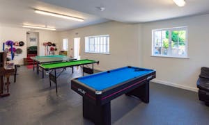 Over sized games room in River Wye Lodge to help you relax during your stay large 12 bedroom holiday accommodation Nr. Ross-on-wye Herefordshire www.bhhl.co.uk