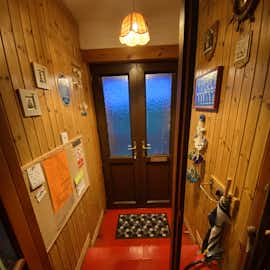 Front porch has a nautical wall theme. Front porch has a nautical wall theme.