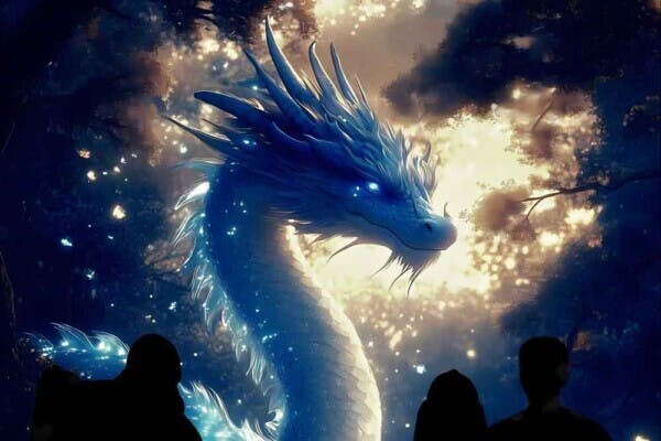 Illuminated dragon at Enchantment at Langford Lakes