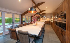 Ridgeview: The kitchen is very sleek and well equipped for your large group self catering holiday