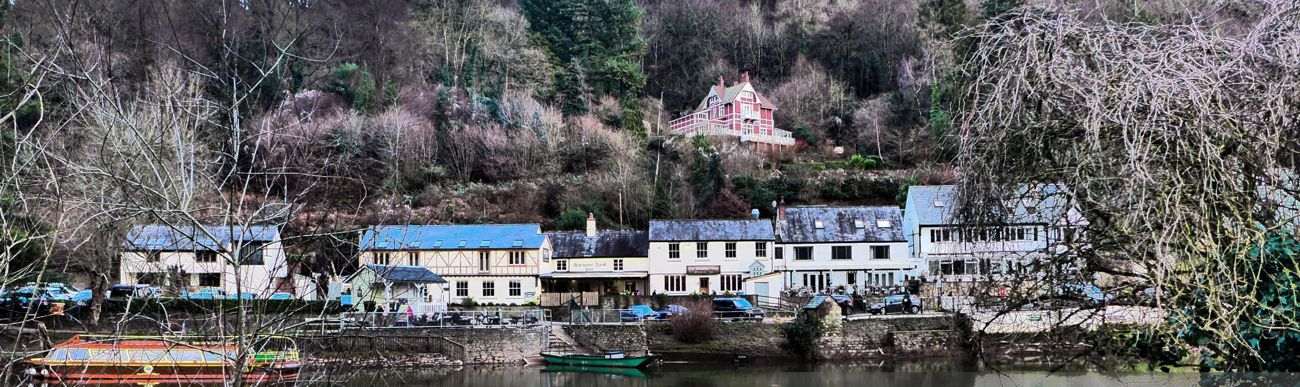 image of symonds yat village taken from the opposite side of the river wye