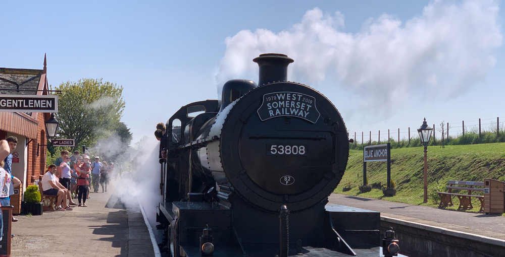 Steam train at Blue Anchor station