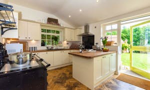 Large country cottage style kitchen straight on to the garden in Fairlea Grange self catering holiday accommodation Monmouthshire www.bhhl.co.uk