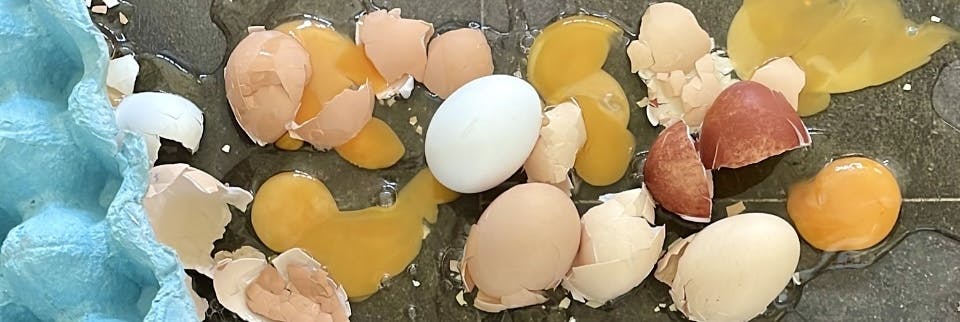 Cracked eggs at The Cottage Beyond