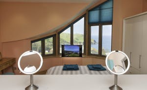 Main bedroom with a stunning view and luxury gadgets