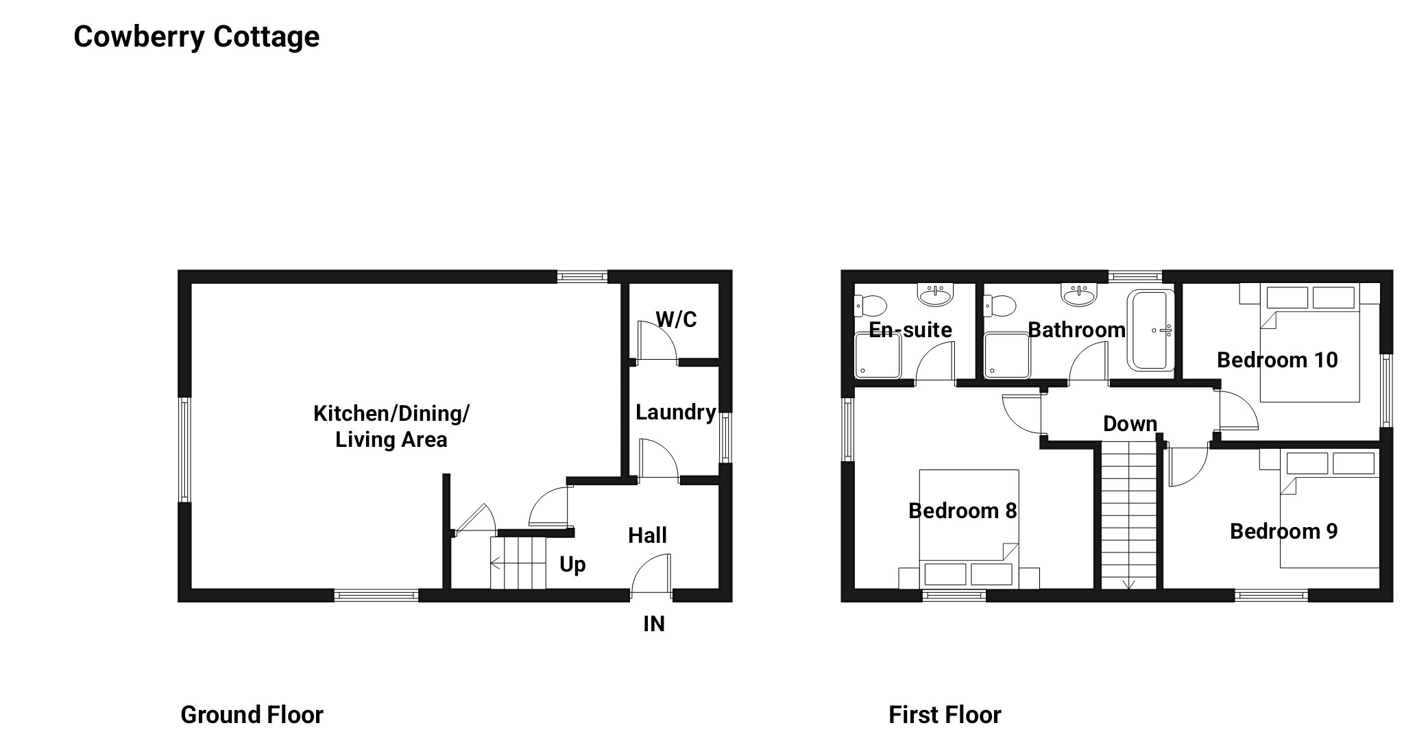 Cowslip Manor - Cowberry Cottage - Floor Plans