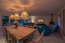 Cockercombe - The dining and living room areas in the open plan living space 