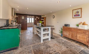 Luntley Court: The kitchen has an electric Aga and a standard electric oven and hob