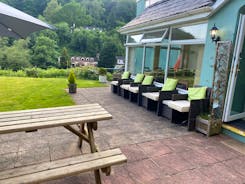 Plenty of outdoor seating for large groups at Wye Rapids House Symonds Yat  www.bhhl.co.uk