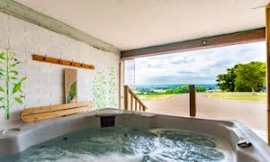 Hot Tub with views Highcloud Farm on the Welsh border large guest accommodation www.bhhhl.co.uk