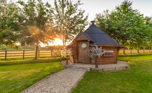 Fuzzy Orchard - The Nordic style BBQ lodge has a backdrop of fields; a lovely private setting