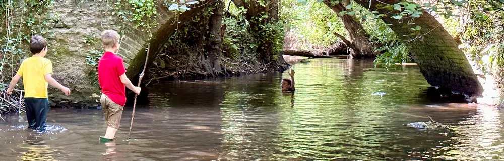 When your wellies are full of water - you might as well go for a swim!