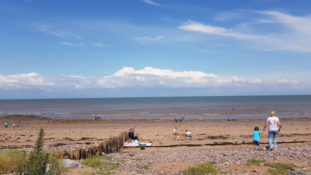 Dunster beach blue skies