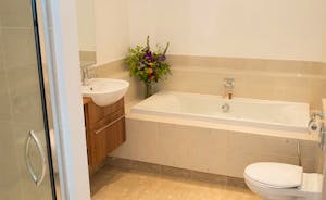 The Old Rectory - The Alford Suite bathroom has a bath and a separate shower