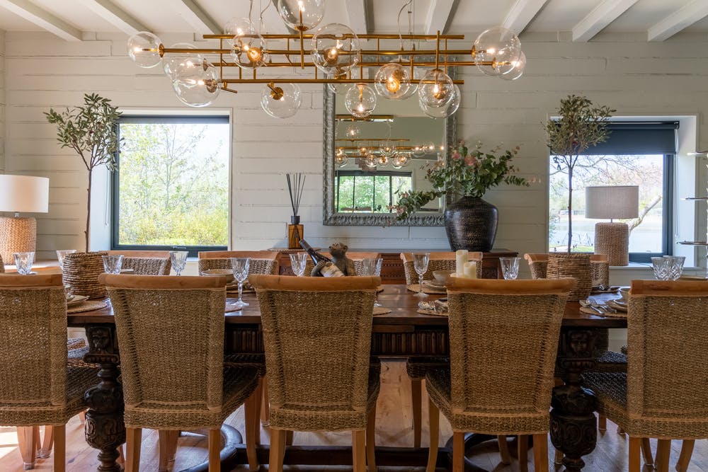 Large dining table for 14 guests