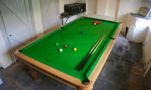 All Set for a  game of snooker in the Games Room Fairlea Grange staycation self catering accommodation sleeping 24 in Monmouthshire Wales  www.bhhl.co.uk