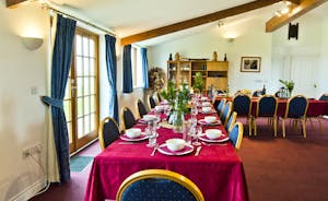 Spacious dining for large family groups at High Cloud Farm Holiday accommodation In Wales www.bhhl.co.uk