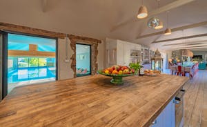 The 25m kitchen that looks over the swimming pool