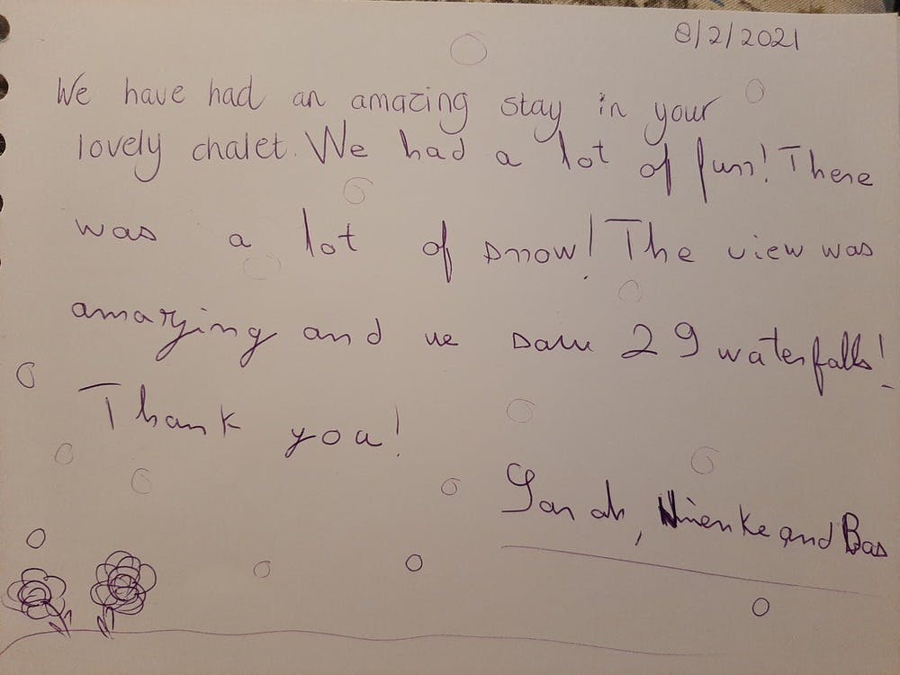 Chalet Polaris Guest Book Entry