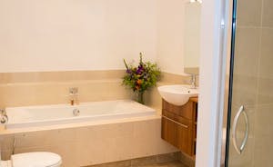The Old Rectory - The Vernon Suite bathroom, with a bath and a separate shower