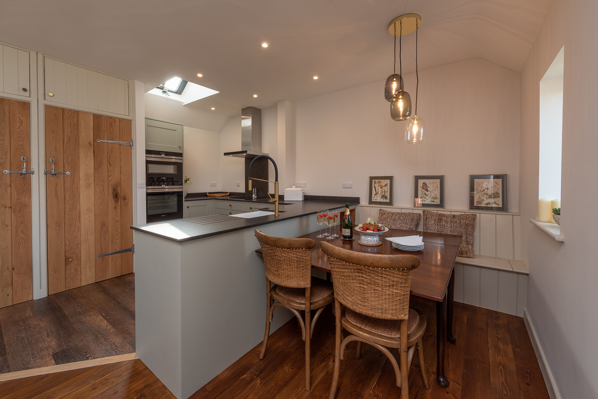 Whimbrels Barton - Snipes Rest: A cosy kitchen area in the upstairs living space