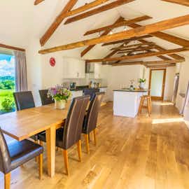 Whinchat Barns - Dippers Rest: The open plan kitchen/dining room has wonderful views over the valley Whinchat Barns - Dippers Rest: The open plan kitchen/dining room has wonderful views over the valley