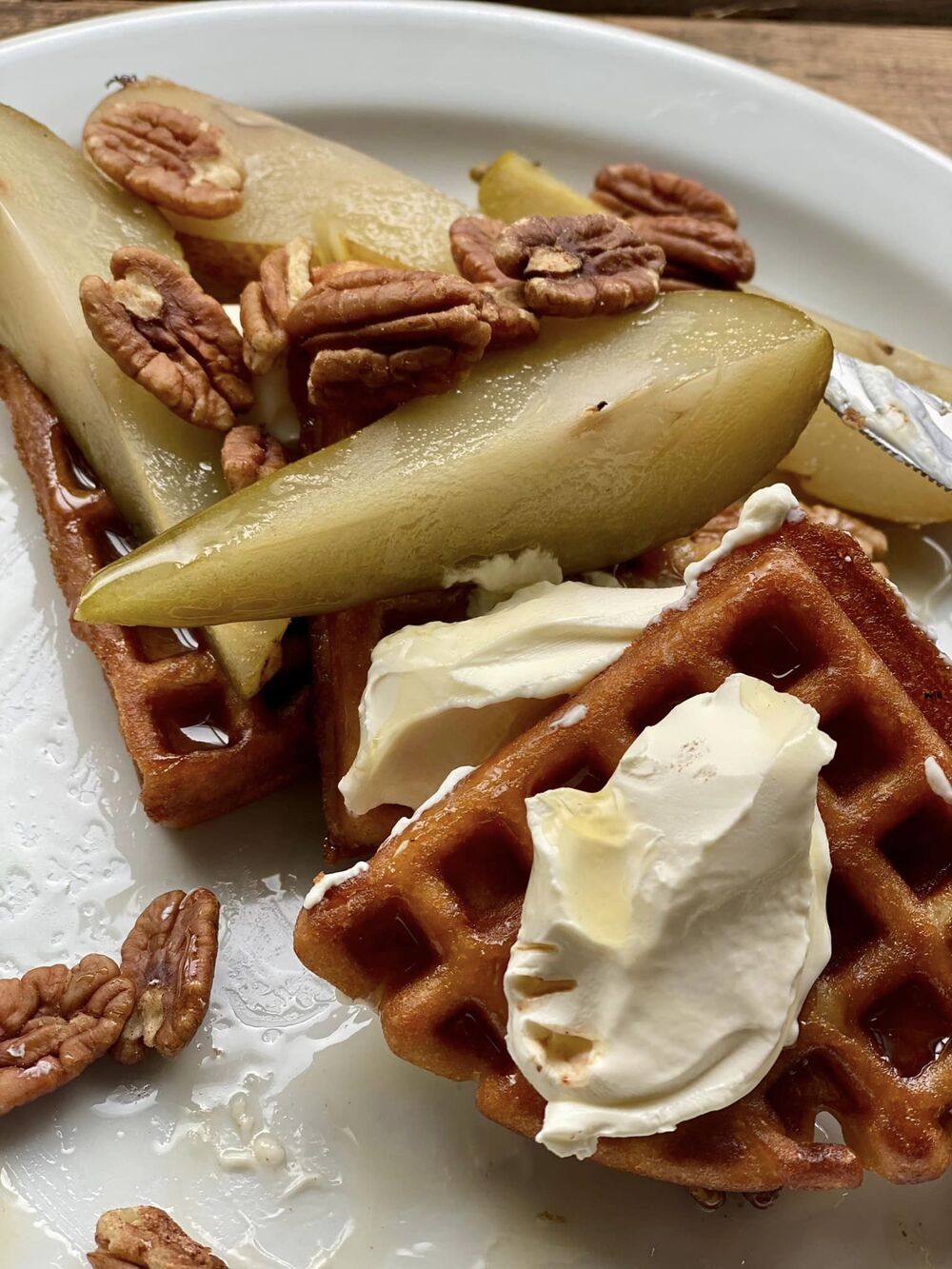 Braziers Wellington Waffles and Pears