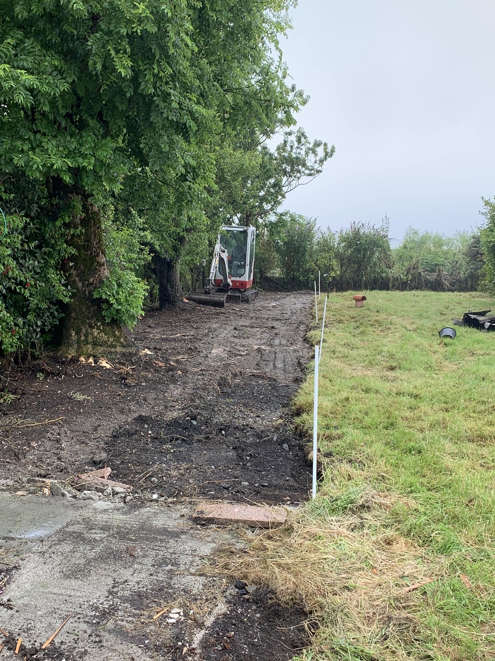 Mini digger in the garden