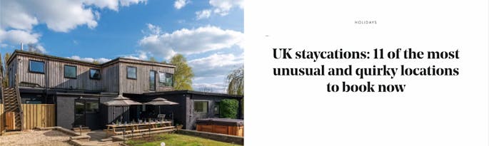 The Island in Oxfordshire - featured in "UK staycations: 11 of the most unusual and quirky locations to book now"