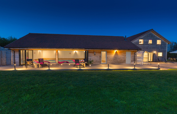 Ham Bottom Holiday Lodge in Somerset sleeps 12 with indoor pool, hot tub, sauna, games room and bbq lodge set in 2 acres