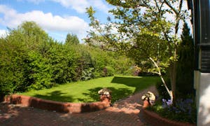 Side lawn at Fairlea Grange ideal to play ideal to enjoy some garden games self catering accommodating sleeps 24 Abergavenny Monmouthshire www.bhhl.co.uk 