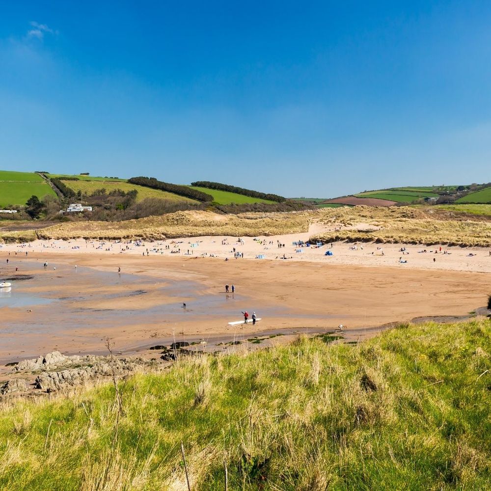 Relatively busy Bantham Beach on a glorious sunny day