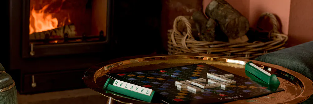 Fireside game of scrabble .