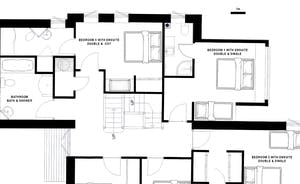 Orchard House 1st Floor Plan 10 bedroom sleeps 24 self catering accommodation Monmouthshire www.bhhl.co.uk