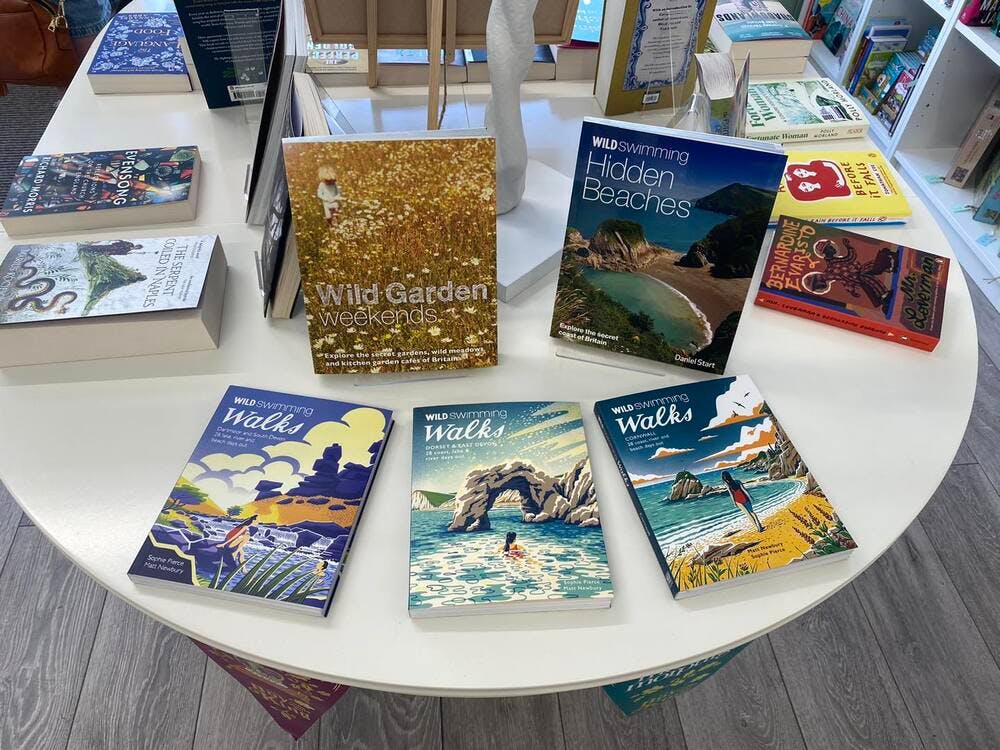 Table with local books of Somerset on