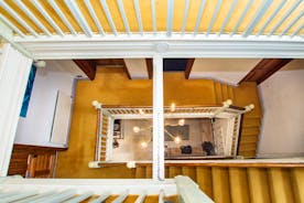 View of the square spiral staircase from above Fairlea Grange sleeps 24 self catering accommodation Abergavenny Monmouthshire Wales www.bhhl.co.uk 