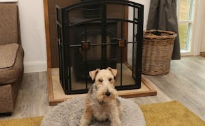 The lounge area with a wood burner cosy and warm even for the dog