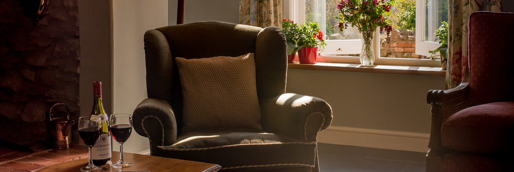 Evening sunlight in the sitting room